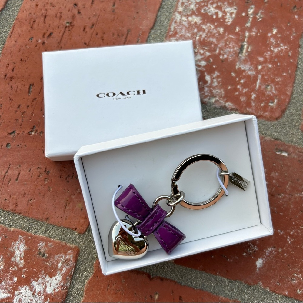 NWT Coach Purple Keychain with Heart Charm